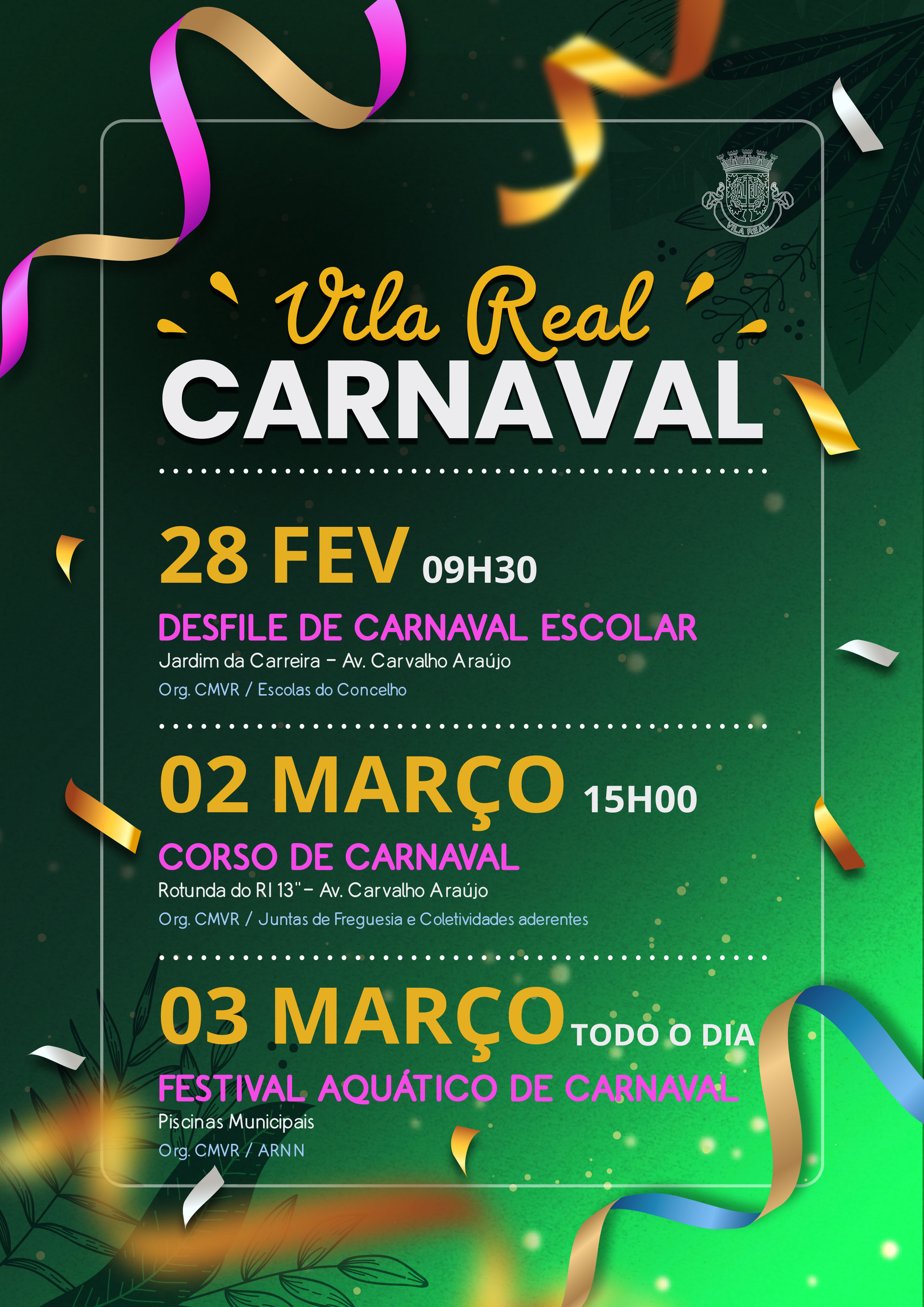 DESFILE DAS ESCOLAS E CORSO ANIMAM CARNAVAL 2024 EM VILA REAL